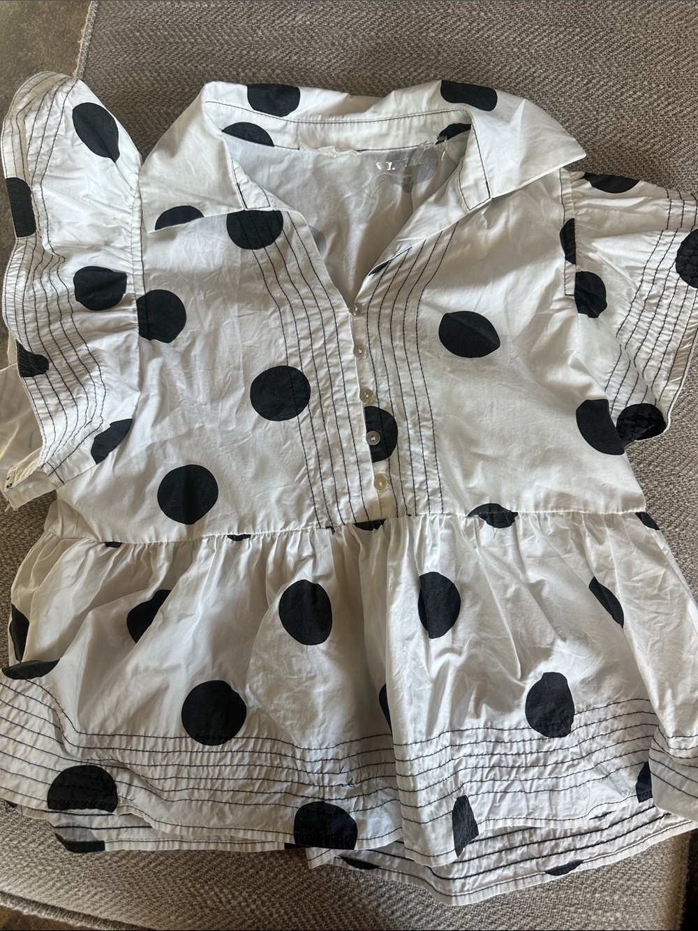 entro Black & White Polka Dot Peplum Skirt